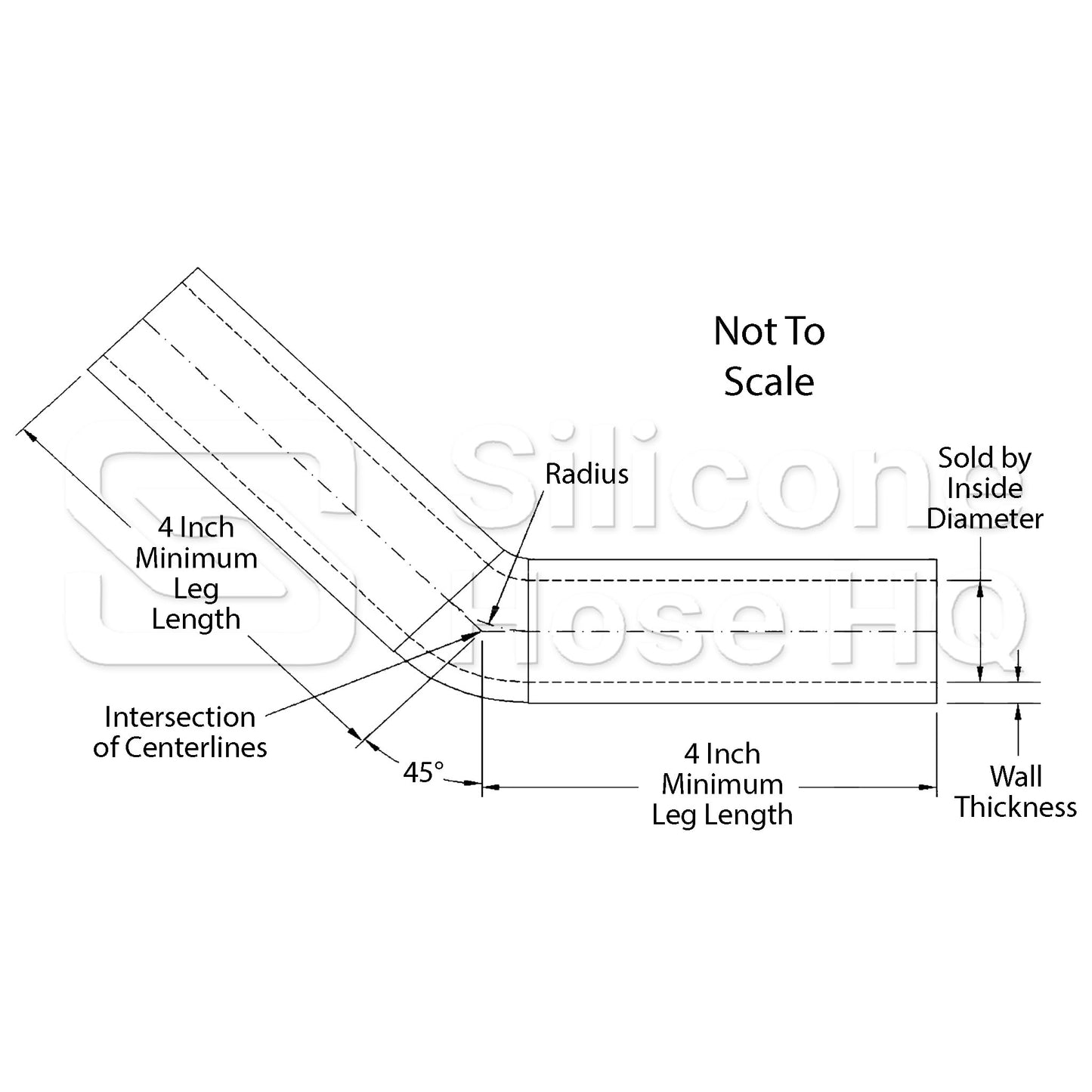 Silicone Hose, 1/2" I.D. 45 degree Elbow