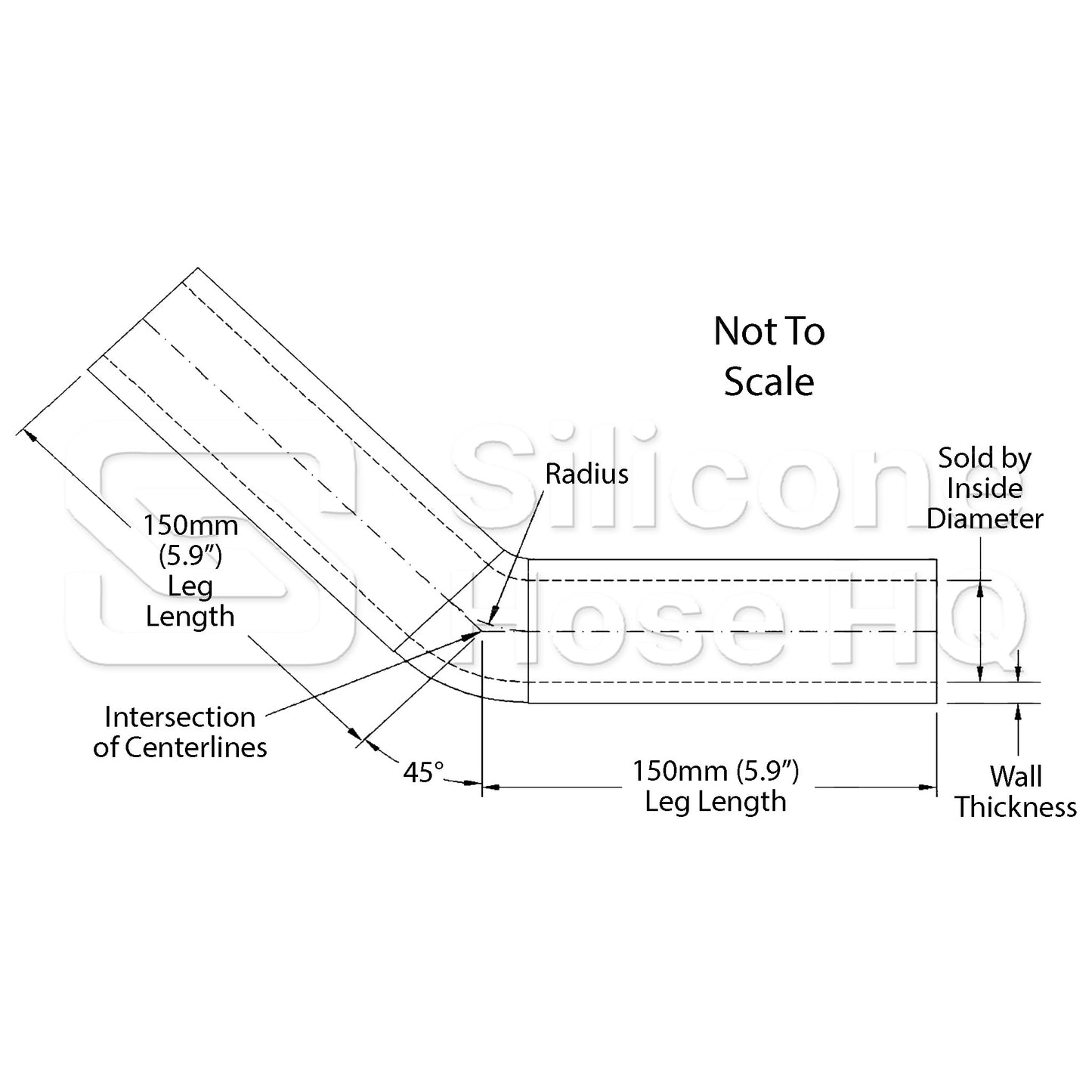 Silicone Hose, 1/2" I.D. 45 degree Elbow