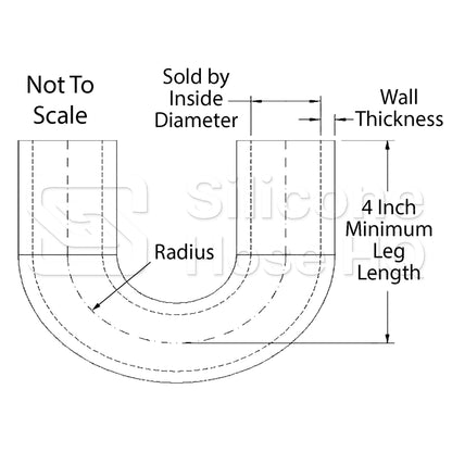 Silicone Hose, 1/2" I.D. 180 degree Elbow, 4" Legs