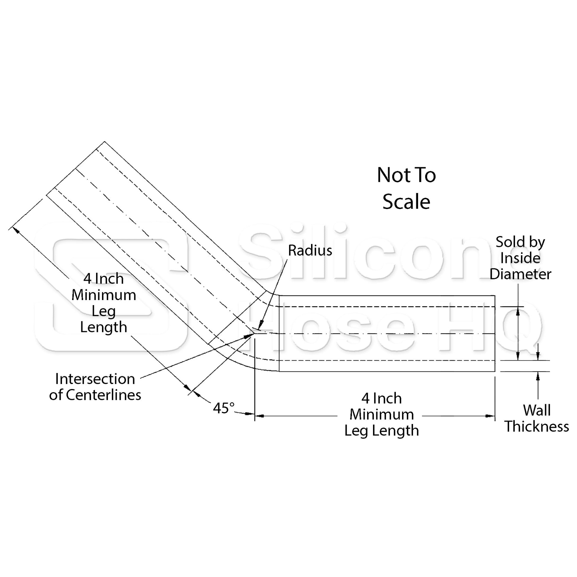 Silicone Hose, 1/2" I.D. 45 degree Elbow