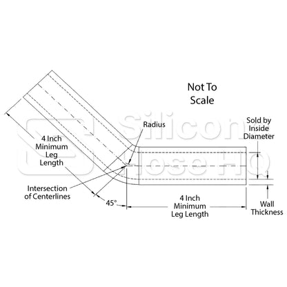 Silicone Hose, 1/2" I.D. 45 degree Elbow