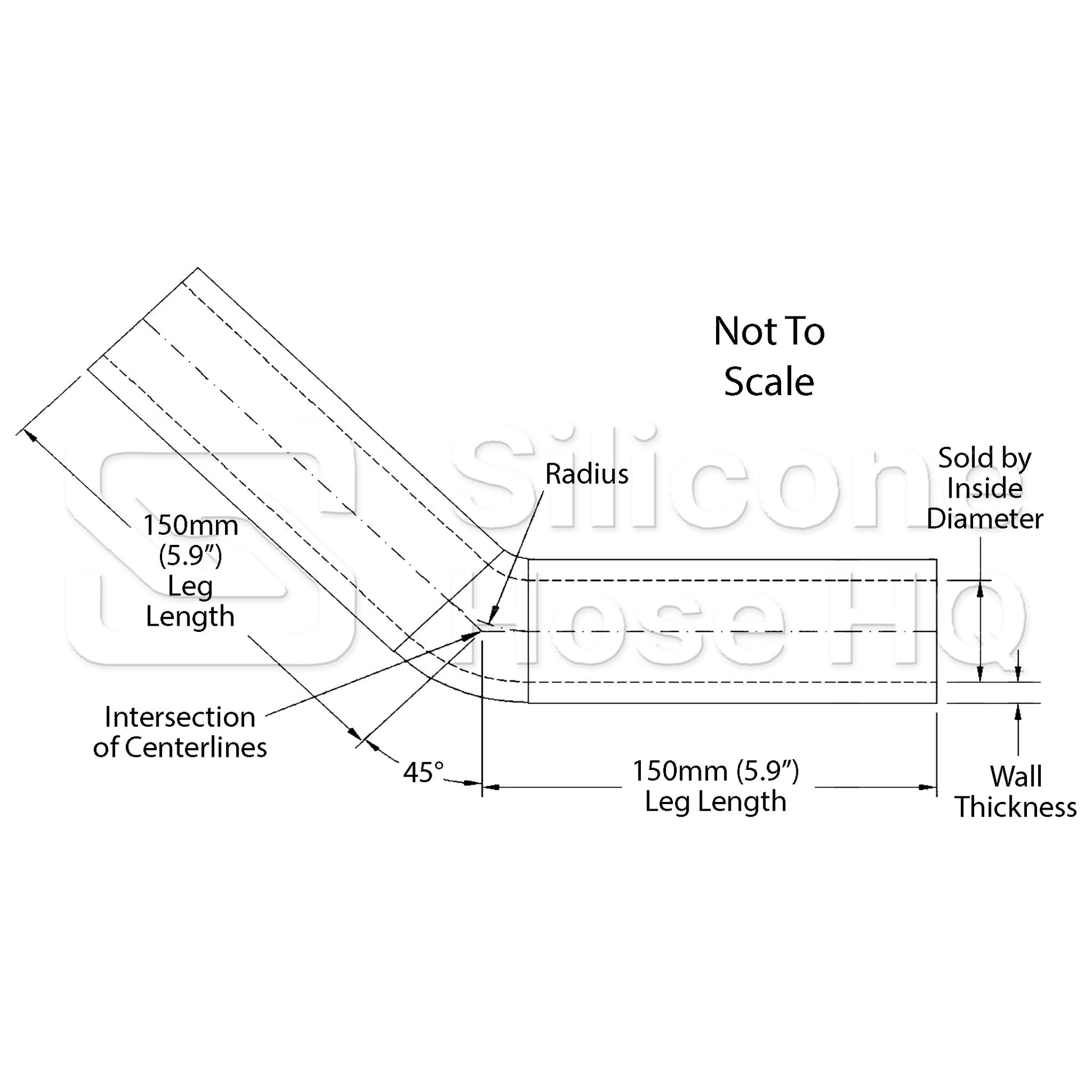 Silicone Hose, 5/8" I.D. 45 degree Elbow