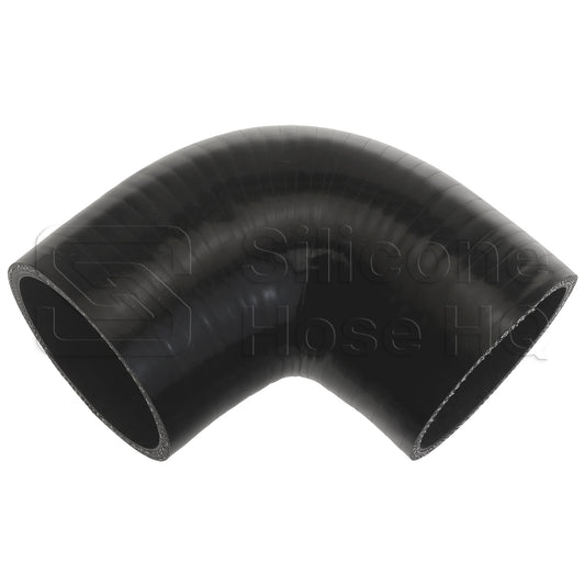 Black Silicone Hose, 3 1/8" I.D. 90 degree Elbow, 4" Legs